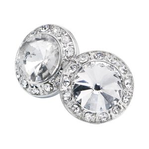 clear rhinestone button earrings