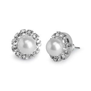 pearl rosette earrings front view