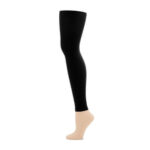 black capezio hold stretch footless tights side view