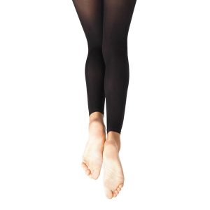 black capezio hold stretch footless tights back view