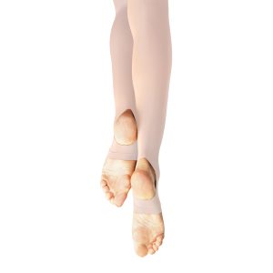 capezio ultra soft stirrup tights back view with bottom of foot