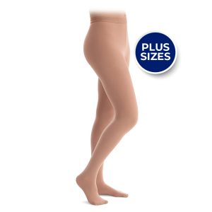 capezio hold stretch footed tights plus size side view