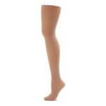 light suntan capezio stretch footed tights plus size side view