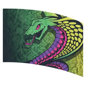 print on demand color guard flag with Colorful Snake design on a Snake Skin Background