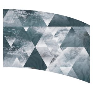 print on demand color guard flag with Black and white crystalized ocean wave design