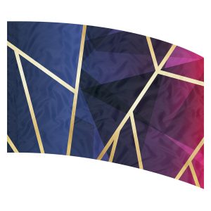 print on demand color guard flag with Abstract geometric triangle shapes in Fuchsia and Purples with Gold Toned lines