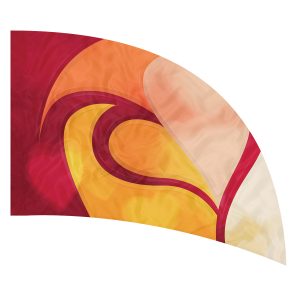 print on demand color guard flag with Abstract vector heart design in Reds, Oranges, and Ivory
