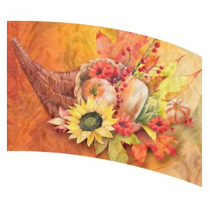 print on demand color guard flag with Watercolor cornucopia with flowers and pumpkins on a textured background