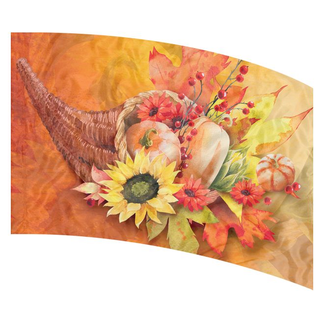 print on demand color guard flag with Watercolor cornucopia with flowers and pumpkins on a textured background