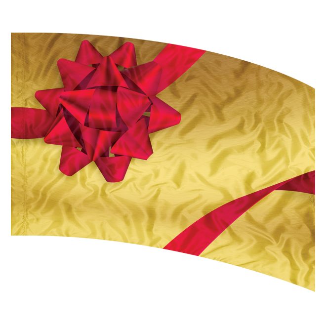 print on demand color guard flag with Gift bow and ribbon on a Gold background