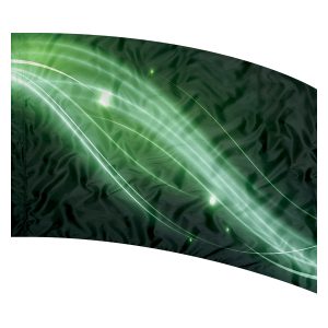 print on demand color guard flag with Green abstract waves with a Green glow on a Black background