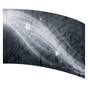print on demand color guard flag with Silver abstract waves with a Silver glow on a Black background