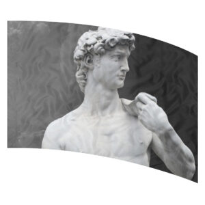 print on demand flag with Michelangelo's David on a grayscale sky 