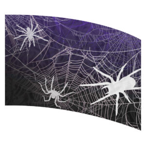 print on demand flag with white spiders and spider web on a purple to black gradient background