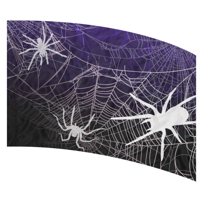 print on demand flag with white spiders and spider web on a purple to black gradient background