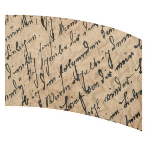 antique handwritten script on tan, weathered paper flag design