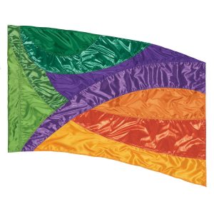 custom greens, purples, oranges, and yellow color guard flag