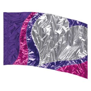 custom pink and purple with silver heart color guard flag