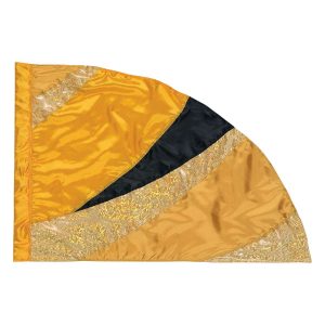custom golds and black color guard flag