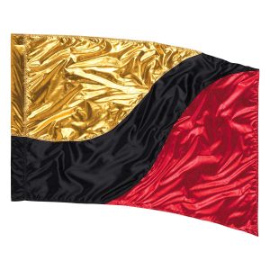 custom gold, black and red color guard flag