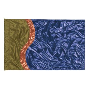 custom green, copper, and blue color guard flag