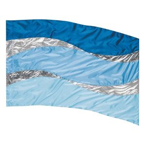 custom blues and silver color guard flag