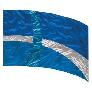 custom blues and silver color guard flag