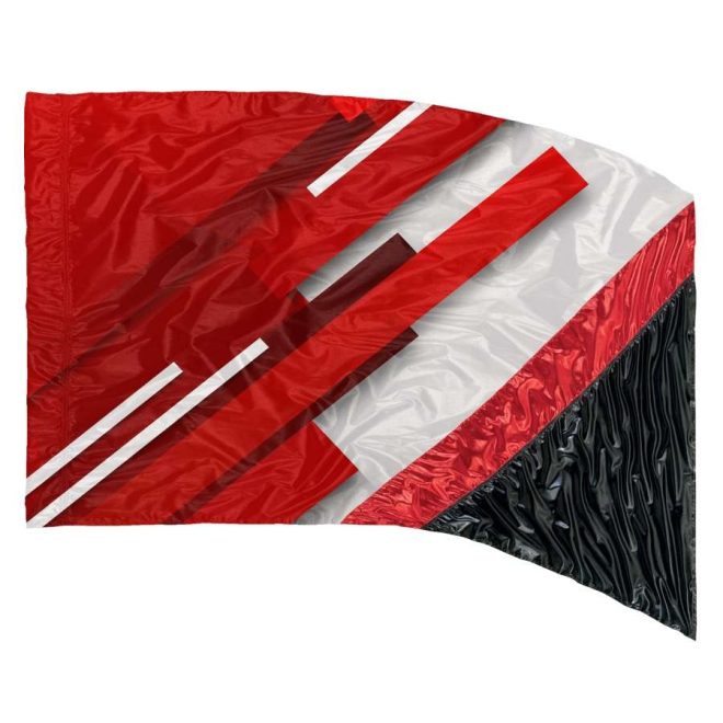 custom red, white, and black color guard flag