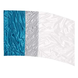 custom blue, silver, and white color guard flag