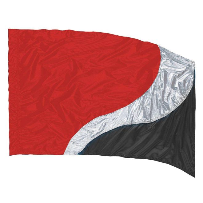 custom red, silver and black color guard flag