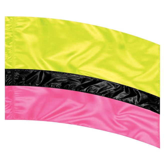 custom yellow, black, and pink color guard flag