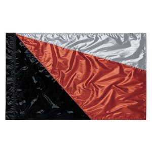 custom black, copper, and silver color guard flag
