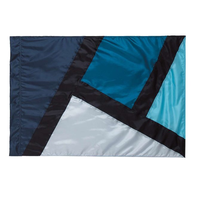 custom blues and black color guard flag
