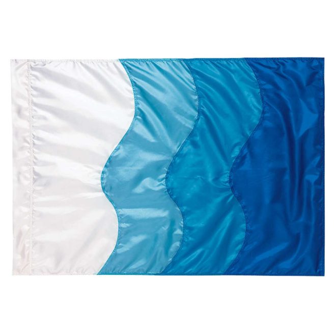custom white and blues color guard flag