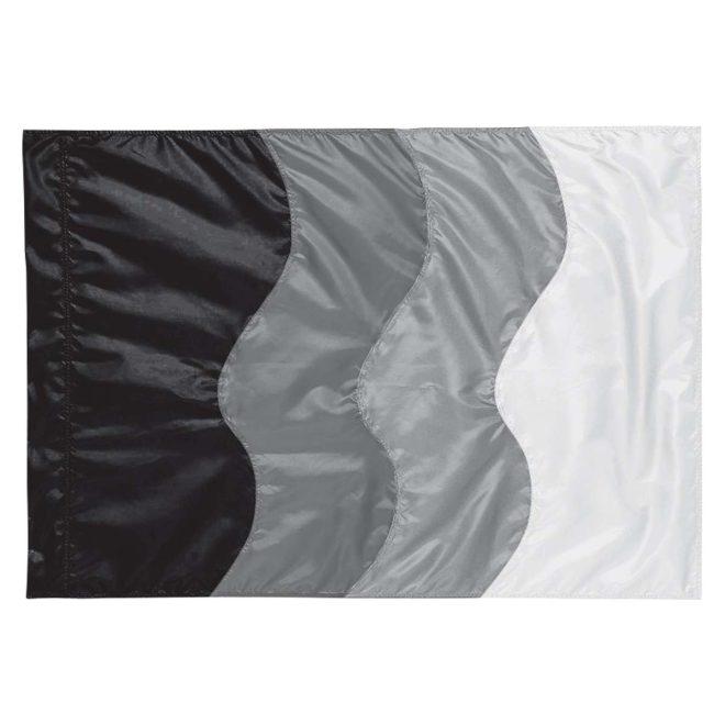 custom black, grey and white color guard flag
