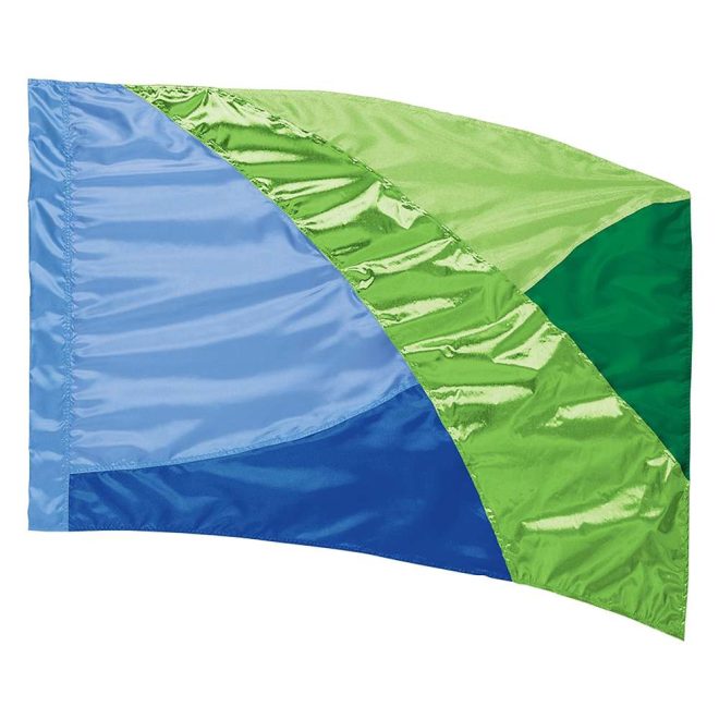 custom blues and greens color guard flag