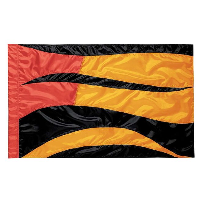 custom red, yellow and black color guard flag