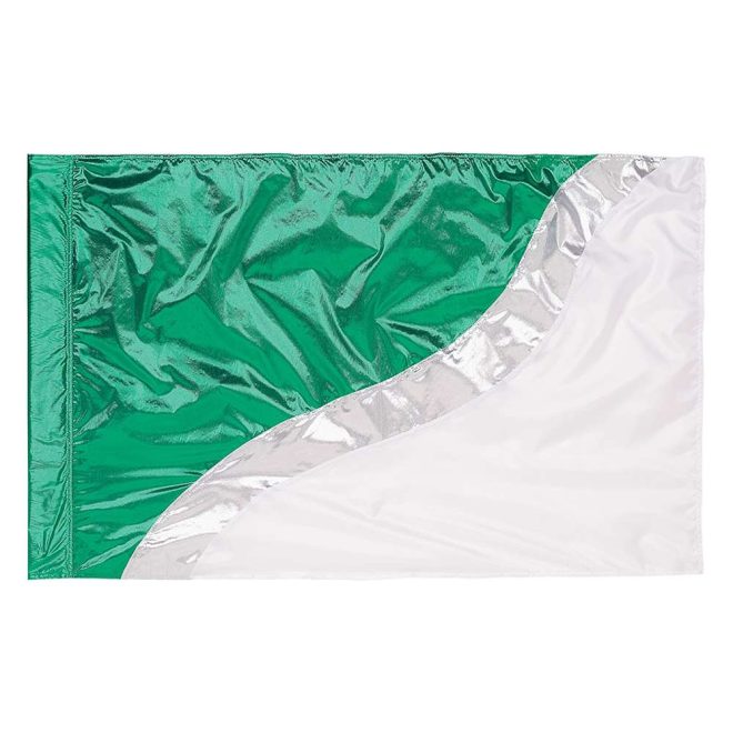 custom green and white color guard flag
