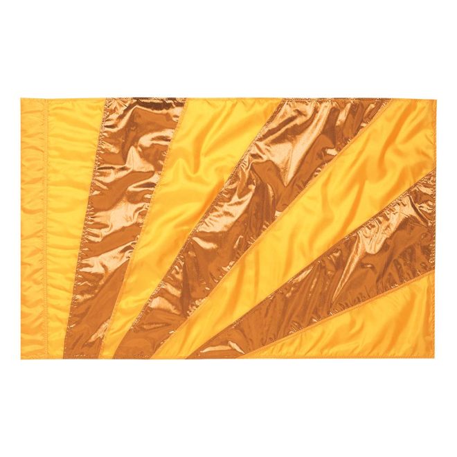 custom goldenrod poly china silk with amber lame color guard flag