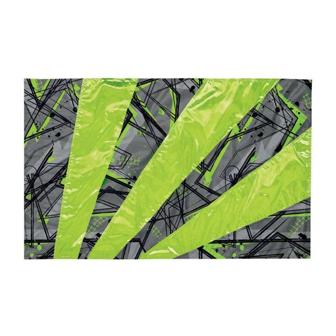 custom printed poly china silk with neon lime poly china silk color guard flag