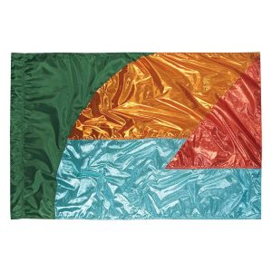 custom green, gold, red and blue color guard flag