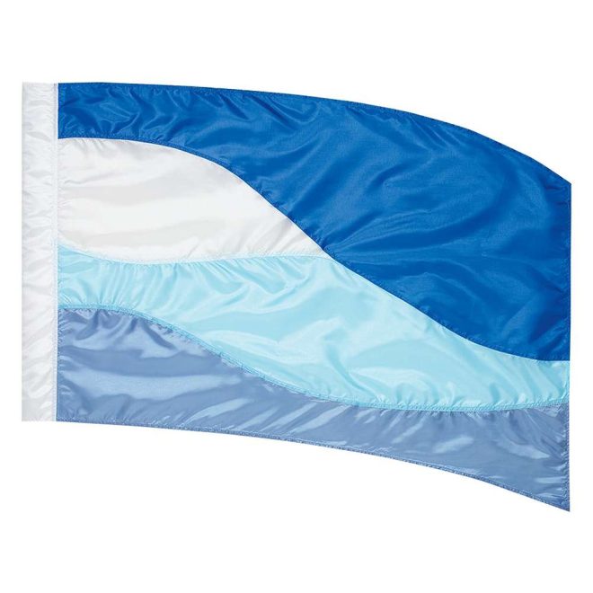 custom white and shades of blue color guard flag