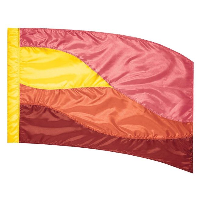 custom yellow, pink, orange, and maroon color guard flag