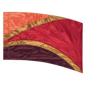 custom orange, red, gold, and brown color guard flag