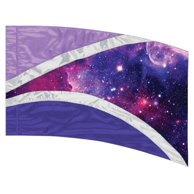 custom purple and printed galaxy color guard flag