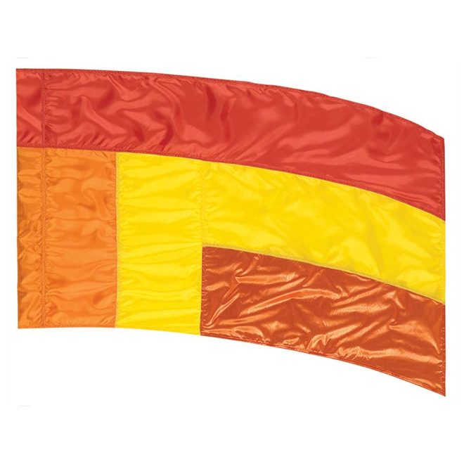 custom red, yellow, and orange color guard flag