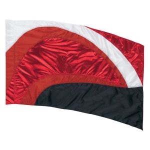 custom red, white, and black color guard flag