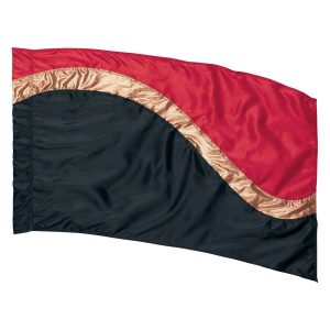 custom red, gold, and black color guard flag