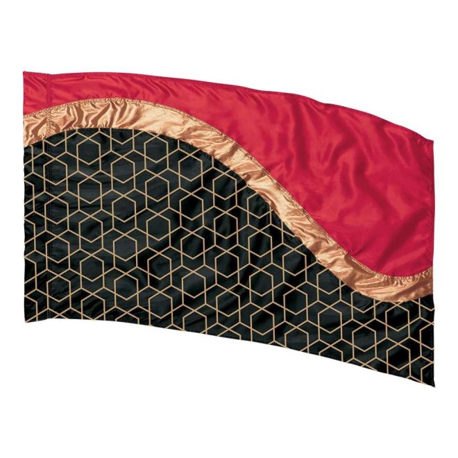 custom red, gold and printed geometric color guard flag