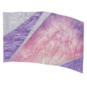 hybrid color guard flag with silver, purple, and pink sections